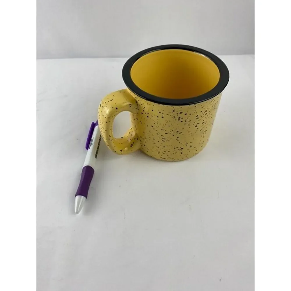 Yellow And Black Speckled Thick Chunky Coffee Tea Cup Mug 3.5in X 4in